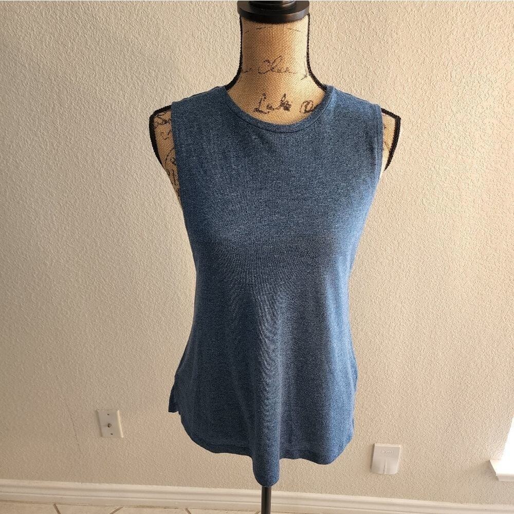 Lou & Grey Blue Heathered Sleeveless Muscle Tank Top XS 406917